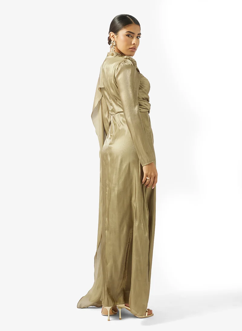 Khizana  Drape Dress With Trail for Women | Best Price UAE